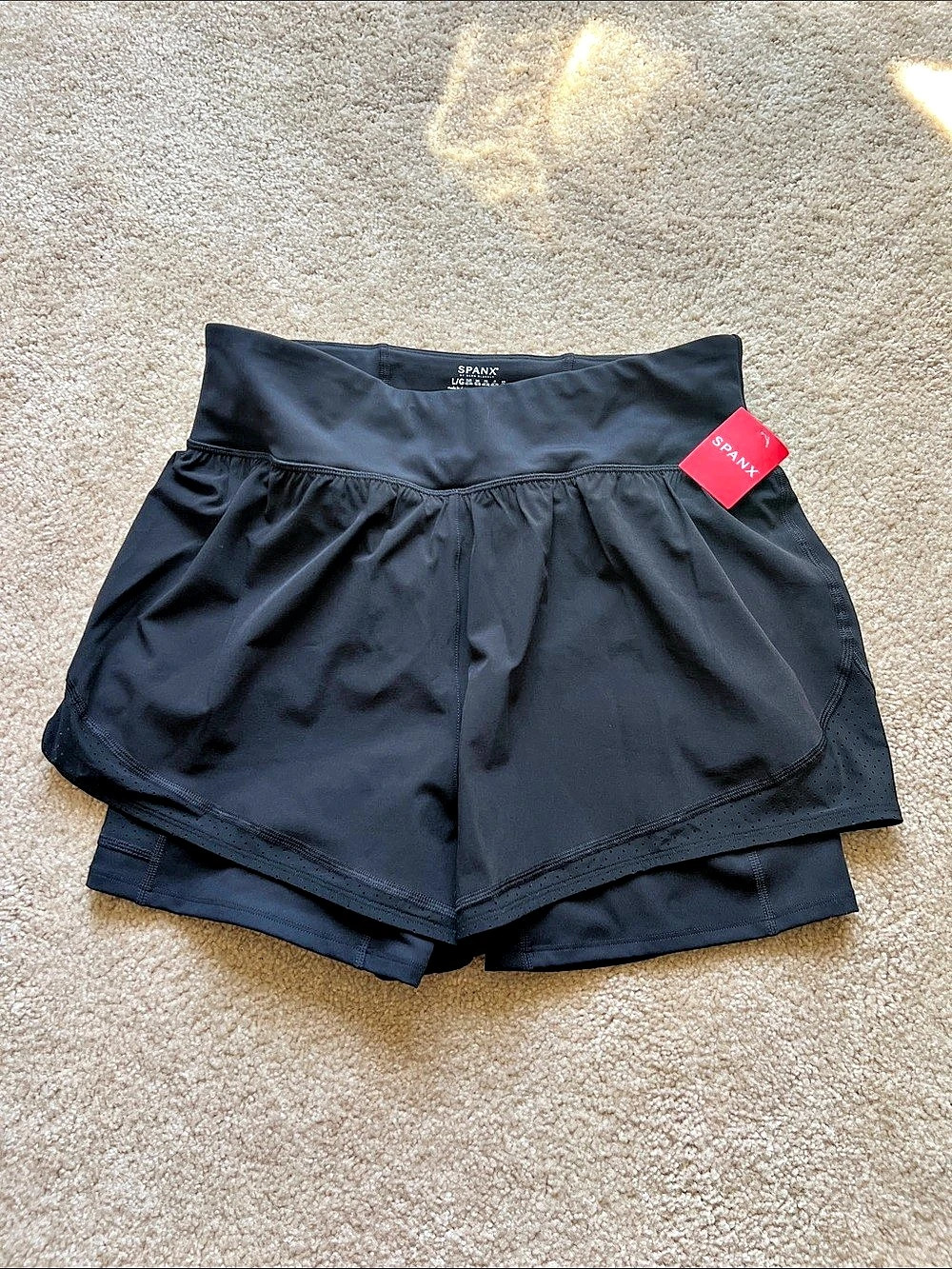 SPANX Side Seamless Shorts Athletic Shorts Black Size Large NWT